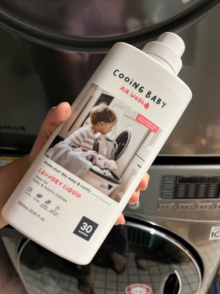 쿠잉베이비 에어워시 세탁세제,섬유유연제 1L — 5점을 준 리뷰어가 2023년 1월 올린 사용 사진