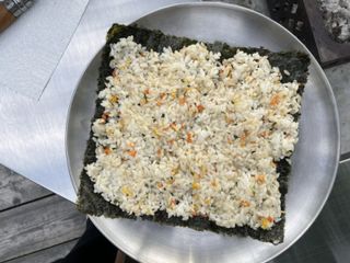 해풀잎 누구나 김밥*1ea [(혼합야채 35g *1ea,  김밥김 (5g, 5ea),  양념간장 (6g, 5ea), 참기름(5g, 2ea)] — 4.5점을 준 리뷰어가 2022년 10월 올린 사용 사진