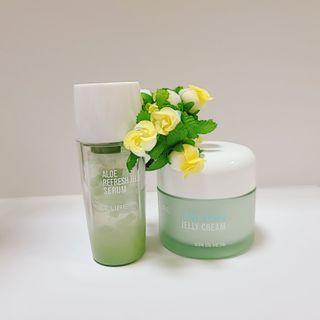 김정문알로에 큐어 큐어 알로에 리프레쉬 젤리 세럼, 큐어 알로에 하이드로 젤리 크림 — 5점을 준 리뷰어가 2021년 2월 올린 사용 사진