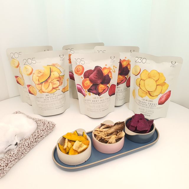 딜라이트 프로젝트 원물칩 5종 9ea(고구마칩, 자색고마칩, 느타리버섯칩, 비트 믹스칩, 단호박 믹스칩) 리뷰 사진