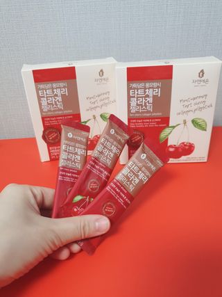 자연에온 가득담은 몽모랑시 타트체리 콜라겐 젤리스틱 — 4점을 준 리뷰어가 2021년 1월 올린 사용 사진