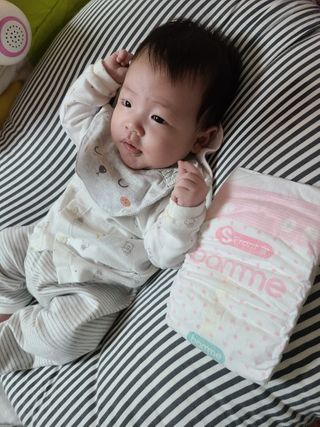 오브맘 밤 프리미엄 아기 기저귀 팬티형 밴드형 — 5점을 준 리뷰어가 2021년 1월 올린 사용 사진