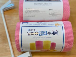 위케어 일회용 향균 수세미 50매 2롤 세트 총 100매 Pink — 5점을 준 리뷰어가 2021년 2월 올린 사용 사진