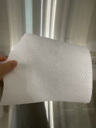부직포나라 중금속유해물질ZERO 뜯어쓰는 주방 일회용수세미 60매 2매 — 4.5점을 준 리뷰어가 2022년 9월 올린 사용 사진