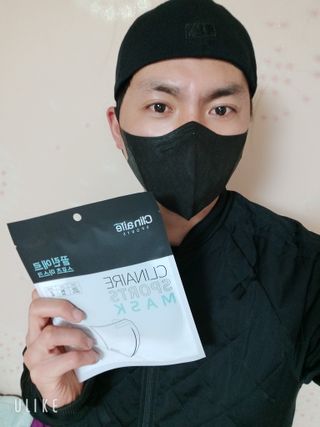 끌린에르 스포츠 귀편한 새부리형 마스크 — 5점을 준 리뷰어가 2022년 2월 올린 사용 사진