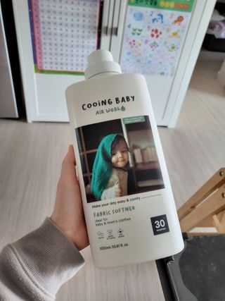 쿠잉베이비 에어워시 세탁세제,섬유유연제 1L — 5점을 준 리뷰어가 2023년 1월 올린 사용 사진