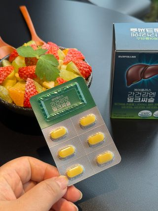 [경남제약헬스케어] 케어플러스 간건강엔 밀크씨슬 500mg 60정/2개월분/비타민B 5종+세레늄 — 5점을 준 리뷰어가 2024년 1월 올린 사용 사진