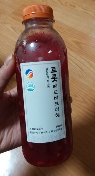 트롯전통식혜 트롯레드비트식혜 1리터 +500리터 — 5점을 준 리뷰어가 2021년 5월 올린 사용 사진