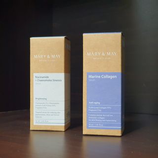 마리엔메이 히알루로닉스 세럼 ,나이아신아마이드 모과 세럼, 마린콜라겐 세럼, 청귤 흰목이버섯 추출물 세럼 — 5점을 준 리뷰어가 2021년 10월 올린 사용 사진
