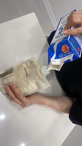 일일하우 슬리밍 플랜B 고소한 귀리맛, 진한 카카오맛 (체중조절식) — 5점을 준 리뷰어가 2023년 7월 올린 사용 사진