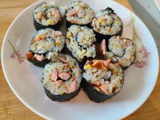 해풀잎 누구나 김밥*1ea [(혼합야채 35g *1ea,  김밥김 (5g, 5ea),  양념간장 (6g, 5ea), 참기름(5g, 2ea)] — 4.5점을 준 리뷰어가 2022년 7월 올린 사용 사진