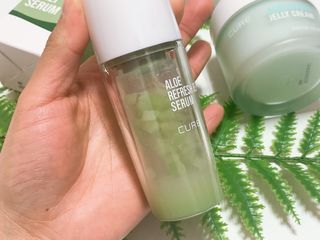 김정문알로에 큐어 큐어 알로에 리프레쉬 젤리 세럼, 큐어 알로에 하이드로 젤리 크림 — 5점을 준 리뷰어가 2021년 2월 올린 사용 사진
