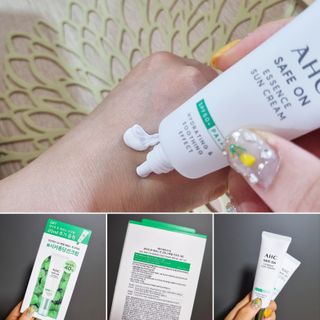 [AHC] 세이프온 에센스 선크림 올리브영 스페셜 증정 기획세트 — 5점을 준 리뷰어가 2022년 6월 올린 사용 사진