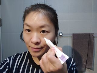 이엔코스 알부틴 알파 화이트닝크림 — 5점을 준 리뷰어가 2021년 2월 올린 사용 사진