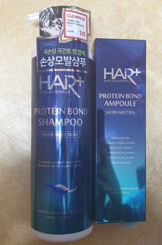 헤어플러스 단백질탈모샴푸 500ml+단백질본드앰플 145ml — 5점을 준 리뷰어가 2021년 3월 올린 사용 사진
