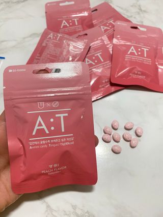 입 냄새 완화에 도움을 주는 에티켓 캔디 복숭아맛 앳캔디 — 5점을 준 리뷰어가 2021년 1월 올린 사용 사진