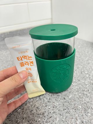 [음료수 대신 가능!]  빠르게 흡수되는 아임오 타먹는 콜라겐 1박스 — 5점을 준 리뷰어가 2023년 4월 올린 사용 사진