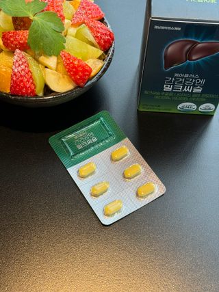 [경남제약헬스케어] 케어플러스 간건강엔 밀크씨슬 500mg 60정/2개월분/비타민B 5종+세레늄 — 5점을 준 리뷰어가 2024년 1월 올린 사용 사진