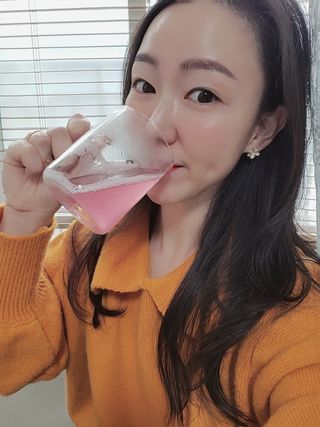 [슬림드랍 석류맛] 건기식 다이어트 보조제 겸 비타민 — 5점을 준 리뷰어가 2022년 1월 올린 사용 사진