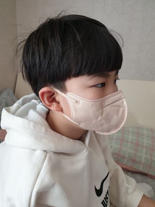 애니가드키즈 새부리형  소형L 5컬러 각 10매입 [크리미베이지, 코튼핑크, 블루레이크, 페일로즈, 민트그린] — 5점을 준 리뷰어가 2022년 2월 올린 사용 사진