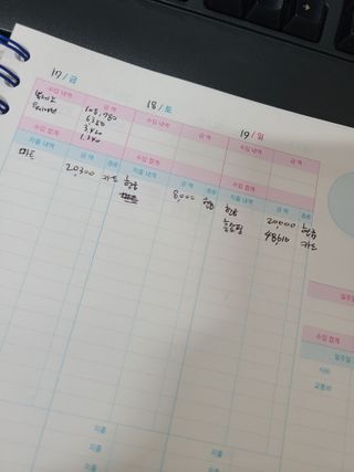 리훈 리뉴얼 오늘쓰임 가계부 용돈기입장 금전납출부 캐쉬북 만년 — 4점을 준 리뷰어가 2023년 3월 올린 사용 사진