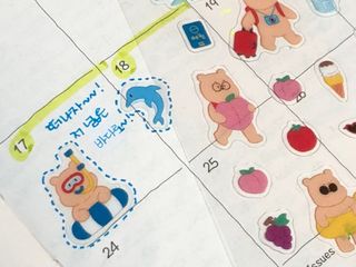 리훈 곰부 내지꾸미기 투명 리무버블 스티커팩 다이어리 다꾸 미니 씰 세트 — 4점을 준 리뷰어가 2023년 5월 올린 사용 사진
