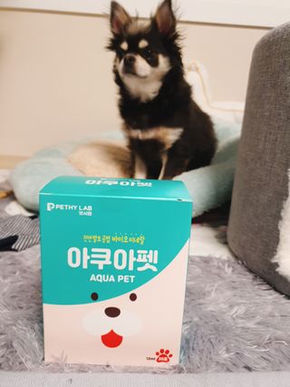 펫시랩 반려견용 액상 프리바이오틱스 아쿠아펫 — 3.5점을 준 리뷰어가 2021년 1월 올린 사용 사진