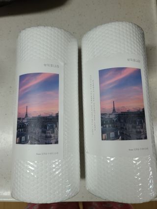 부직포나라 중금속유해물질ZERO 뜯어쓰는 주방 일회용수세미 60매 2매 — 5점을 준 리뷰어가 2022년 9월 올린 사용 사진