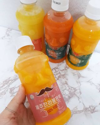 탐라원 제주의 맛, 몬딱주스 4종세트 - 한라봉몬딱주스, 천혜향몬딱주스, 청귤에이드, 당근몬딱주스 — 3점을 준 리뷰어가 2021년 7월 올린 사용 사진