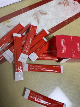 메타아르기닌 GC녹십자웰빙 메타 아르기닌 6000 플러스 오르니틴 — 4점을 준 리뷰어가 2022년 5월 올린 사용 사진