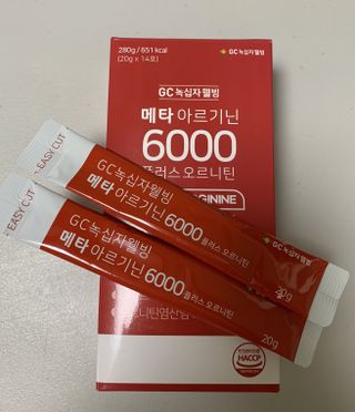 메타아르기닌 GC녹십자웰빙 메타 아르기닌 6000 플러스 오르니틴 — 5점을 준 리뷰어가 2022년 4월 올린 사용 사진