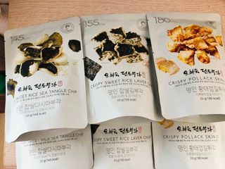 오희숙 전통부각 명인 찹쌀김부각, 찹쌀다시마부각, 황태껍질튀각 총 6봉 — 3.5점을 준 리뷰어가 2021년 6월 올린 사용 사진
