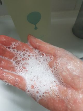 아미퓨어 [라이브] 피부장벽 강화를 위한 머랭 버블 클렌저 천연계면활성제로 온가족 사용가능 — 5점을 준 리뷰어가 2021년 6월 올린 사용 사진