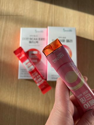 인디닥터 면역 생생 핑크 이뮨 젤리 + 타이탄 BCAA 프로틴 젤리스틱 — 3.5점을 준 리뷰어가 2022년 5월 올린 사용 사진
