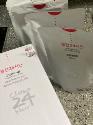 클린24시간 1BOX(5포) + 전용보틀(500ml) — 5점을 준 리뷰어가 2022년 8월 올린 사용 사진