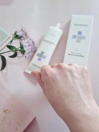 바노바기 코스메틱 바노바기 밀크씨슬 리페어 시카 선스크린 플러스 50ml — 4점을 준 리뷰어가 2023년 2월 올린 사용 사진