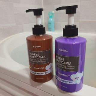 쿤달 [KUNDAL 공식] 프리미엄 헤어 케어 스페셜 세트 샴푸 500ml &amp; 트리트먼트 500ml — 5점을 준 리뷰어가 2021년 3월 올린 사용 사진