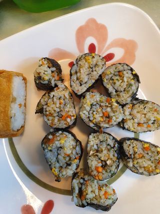 해풀잎 누구나 김밥*1ea [(혼합야채 35g *1ea,  김밥김 (5g, 5ea),  양념간장 (6g, 5ea), 참기름(5g, 2ea)] — 4.5점을 준 리뷰어가 2022년 7월 올린 사용 사진
