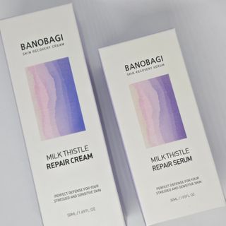 바노바기 코스메틱 바노바기 밀크 씨슬 리페어 세럼 30ml & 크림 50ml — 5점을 준 리뷰어가 2024년 7월 올린 사용 사진