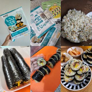해풀잎 누구나 김밥*1ea [(혼합야채 35g *1ea,  김밥김 (5g, 5ea),  양념간장 (6g, 5ea), 참기름(5g, 2ea)] — 4점을 준 리뷰어가 2022년 7월 올린 사용 사진