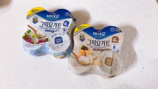 매일바이오 그릭요거트 오리지널 플레인 4개, 로스터리 커피믹스 4개 — 4.5점을 준 리뷰어가 2021년 12월 올린 사용 사진