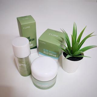 김정문알로에 큐어 큐어 알로에 리프레쉬 젤리 세럼, 큐어 알로에 하이드로 젤리 크림 — 5점을 준 리뷰어가 2021년 2월 올린 사용 사진