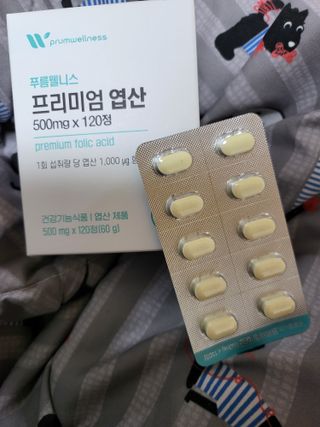[푸름웰니스] 프리미엄 엽산 (500mgX120정) — 5점을 준 리뷰어가 2022년 3월 올린 사용 사진