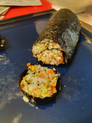 해풀잎 누구나 김밥*1ea [(혼합야채 35g *1ea,  김밥김 (5g, 5ea),  양념간장 (6g, 5ea), 참기름(5g, 2ea)] — 5점을 준 리뷰어가 2022년 7월 올린 사용 사진
