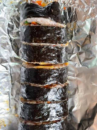 해풀잎 누구나 김밥*1ea [(혼합야채 35g *1ea,  김밥김 (5g, 5ea),  양념간장 (6g, 5ea), 참기름(5g, 2ea)] — 5점을 준 리뷰어가 2022년 7월 올린 사용 사진