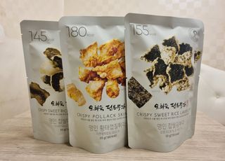 오희숙 전통부각 명인 찹쌀김부각, 찹쌀다시마부각, 황태껍질튀각 총 6봉 — 5점을 준 리뷰어가 2021년 6월 올린 사용 사진