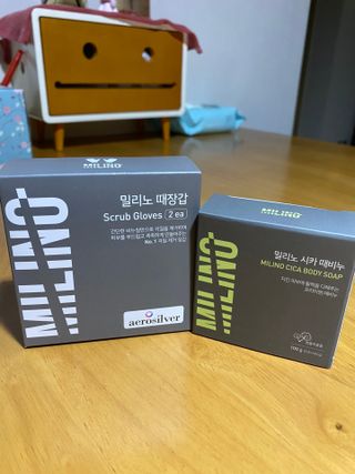 달콤리빙 밀리노 때장갑 때비누 세트 — 5점을 준 리뷰어가 2021년 3월 올린 사용 사진