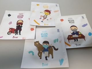 [블루 본 아이노우] 유아용 컬러마스크 40 PCS SET 2중 택 1 — 5점을 준 리뷰어가 2021년 5월 올린 사용 사진