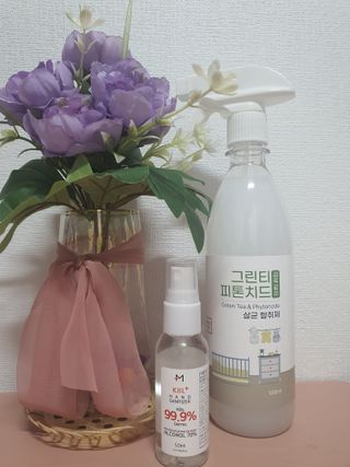 [엠메이데이] 그린티 피톤치드 감쪽같이 500ml + 손소독액 50ml — 5점을 준 리뷰어가 2022년 2월 올린 사용 사진