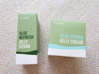 김정문알로에 큐어 큐어 알로에 리프레쉬 젤리 세럼, 큐어 알로에 하이드로 젤리 크림 — 5점을 준 리뷰어가 2021년 4월 올린 사용 사진